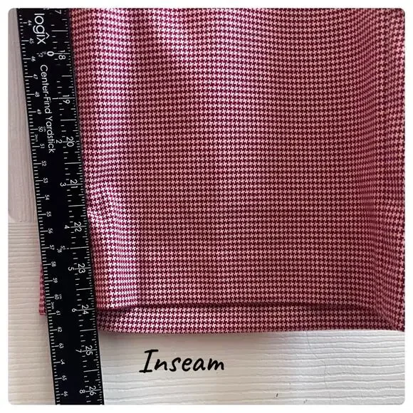 J Jill Red Houndstooth Print Size 8 Viscose Blend Wide Leg Pant 24.5 Inch Inseam - Picture 10 of 13